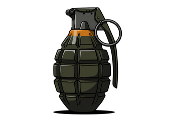 Military Hand Grenade Explosive Device CloseUp isolated on transparent background