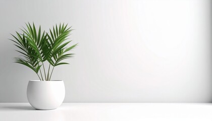 Indoor plant care a stylish green palm in a minimalist white pot bright room photography modern interior aesthetic living space