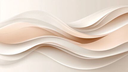 Fototapeta premium Abstract wavy design with layered, light beige and cream tones