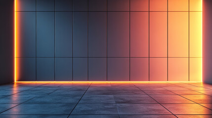 Empty room with vibrant neon lighting