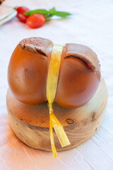 Cheese collection, smoked yellow italian scamorza cheese