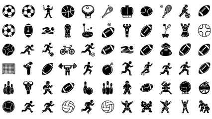 Sports Doodle Icon Set Hand Drawn Athletic Activity Sketch Illustration
