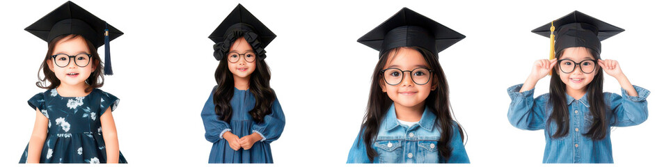 A young asian girl in a graduation cap, celebrating her academic future.