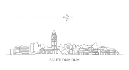 Obraz premium South Dum Dum Skyline with Airplane, and Minimalist.