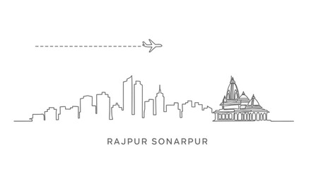 Obraz premium Rajpur Sonarpur Skyline Travel Vector.