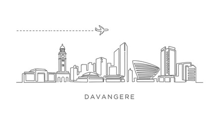 Fototapeta premium Davangere with India Minimalist city skyline.