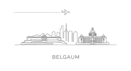 Obraz premium Belgaum Skyline Vector India Travel Minimal.
