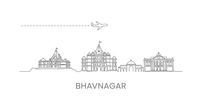 Bhavnagar Skyline with India Airplane Travel.