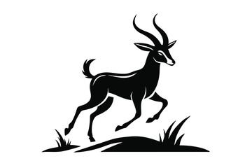 Solid color Markhor running animal vector design