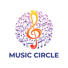 Fototapeta premium Music Circle, Music, logo, Musical notes, circle, Abstract, Creative sound.