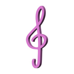 Fototapeta premium 3d treble clef. Hand drawn musical symbol. Single element for print, web, design, decor, logo