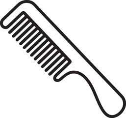 Simple line drawing of a hair comb with a handle