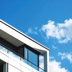 Obraz premium Modern building exterior against a clear blue sky