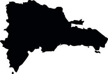 Dominican Republic map icon in simple flat design, black silhouette shape, isolated on white background