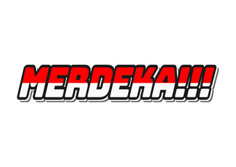 3d word merdeka in red and white