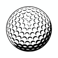 Black and white golf ball illustration on white background