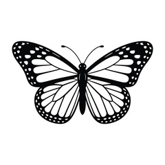 Elegant Monarch Butterfly Illustration in Black and White Style