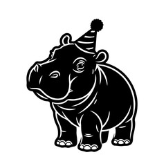 Fototapeta premium Hippo Celebrating with a Party Hat