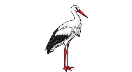 Fototapeta premium elegant white stork illustration transparent background for design projects