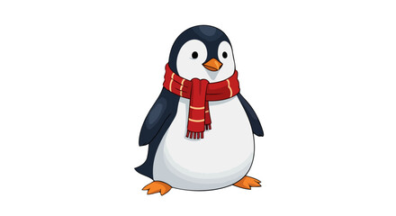 Fototapeta premium adorable penguin with red scarf transparent background vector illustration