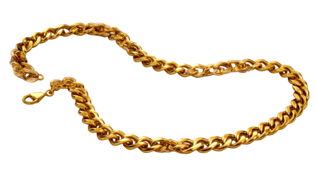 Gold curb chain necklace with lobster clasp