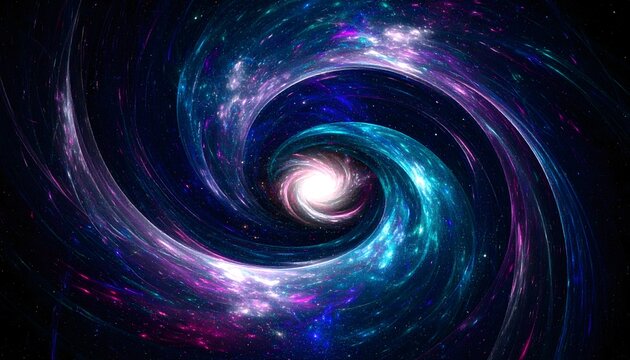 Vibrant Cosmic Spiral Vortex with Shimmering Nebula Colors and Bright Core