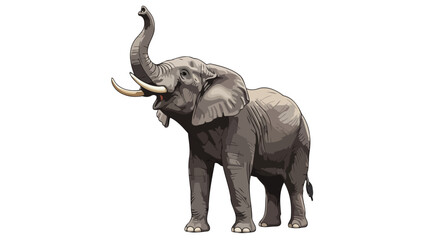 Obraz premium majestic elephant with trunk up transparent background vector illustration