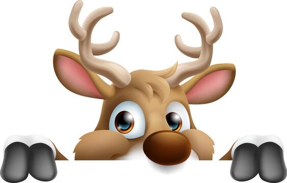 Cartoon Santa Claus Father Christmas Reindeer Sign