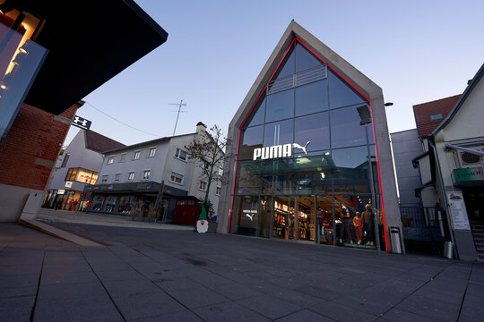 Sport brand Puma. Outlet store at morning. Outletcity, Metzingen.
