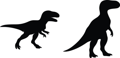 Dinosaur silhouette set. Vector illustration