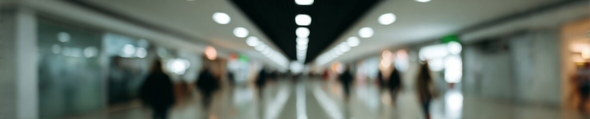 Blurry hallway with ethereal silhouettes evokes a bustling urban dreamscape, reflecting Dia de los Amigos and Urban Loneliness Day