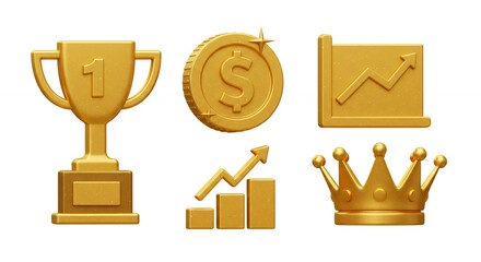 Gold icons business success