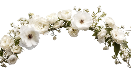 Beautiful white flower crown floral headpiece accessory isolated on white background