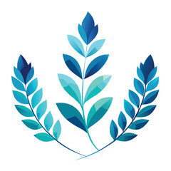 Obraz premium Ocean blue yarrow garland with flat teal leaves decorative border