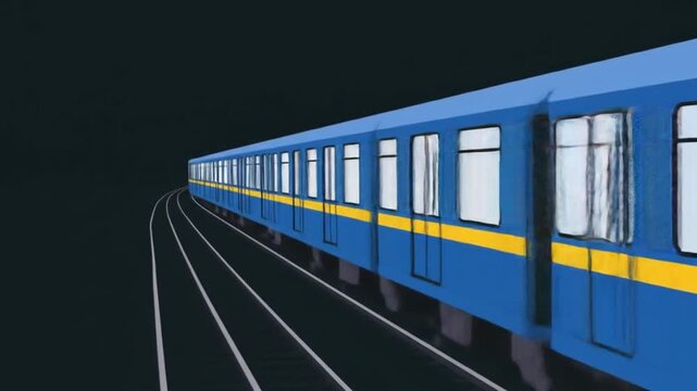 Train Approaching Through Tunnel Cartoon Animation