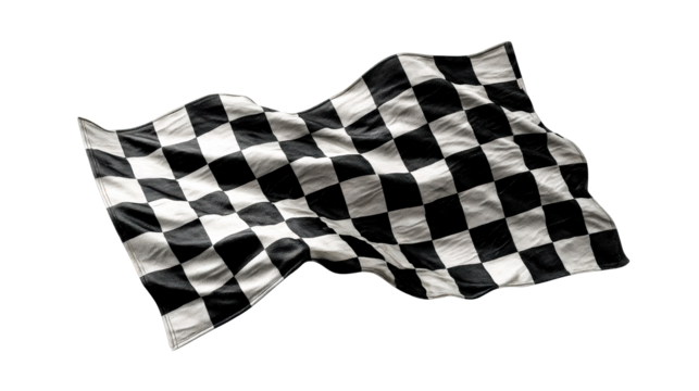 Waving checkered flag with fabric texture