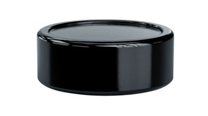 Glossy cylindrical container with a raised lid