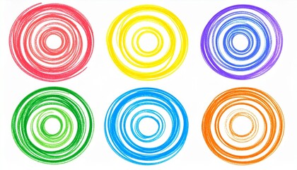 Bright Concentric Circles A Hand-Drawn Digital Illustration in Vibrant Colors