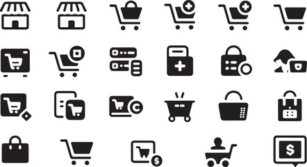Collection of shopping and e-commerce vector icons for modern online retail and digital business solutions.