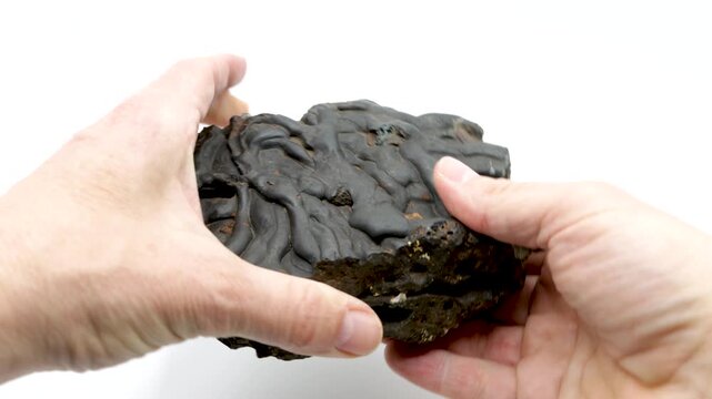 Botryoidal Hematite Mineral Specimen with Textured Surface &ndash; Natural Iron Ore Formation