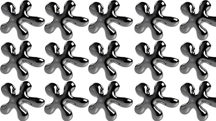 Pattern of fifteen metallic blob shaped objects