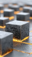 Abstract cubes with warm glow