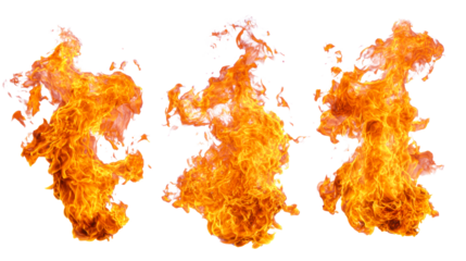 Three Oranges Flames Isolated on White