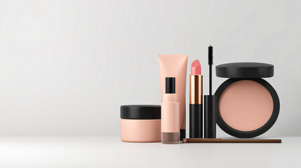 Cosmetic products, lipstick, mascara.