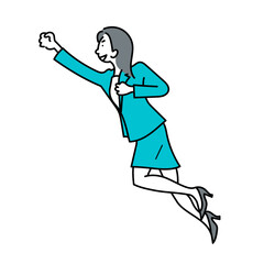 拳を突き上げ成功を喜ぶ女性ビジネスマンのベクターイラスト