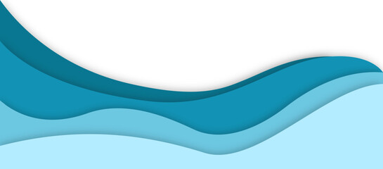 Papercut wavy water border.  Abstract multilayered wavy water papercut illustration. Vector isolated.