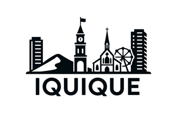 Fototapeta premium Iquique city skyline with iconic buildings and landmarks