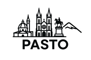 Fototapeta premium Pasto city skyline with iconic buildings and landmarks