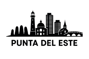 Fototapeta premium Punta del Este city skyline with iconic buildings and landmarks