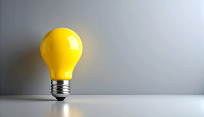 Bright Yellow Bulb on a Minimalistic Backdrop Generative AI